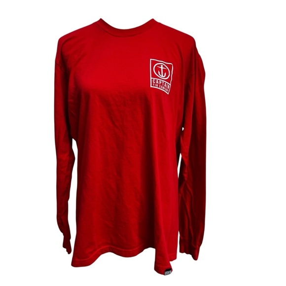 Captain Fin Other - Captain Fin Co. Men’s Large Red Long Sleeve Shirt Cotton Shirt White Logo